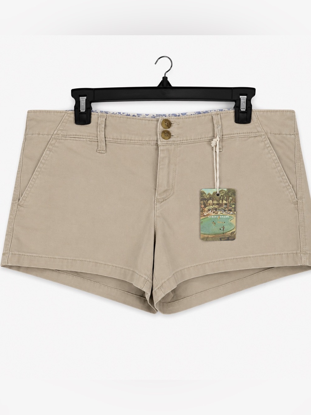 NWT American Eagle Retro Y2K Low Rise Khaki Shorts Preppy